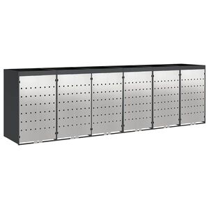 vidaXL Förvaring för 3 soptunnor Antracit 340 x 77,5 x 115,5 cm Stål