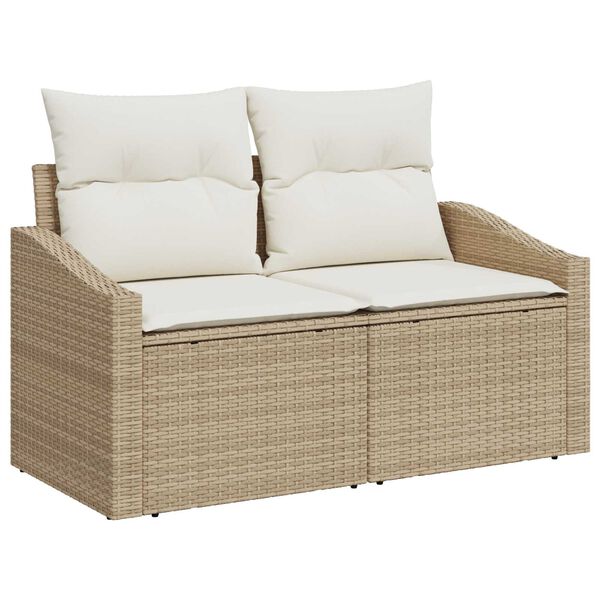 vidaXL Soffset med kudde 3 pcs Beige konstrotting