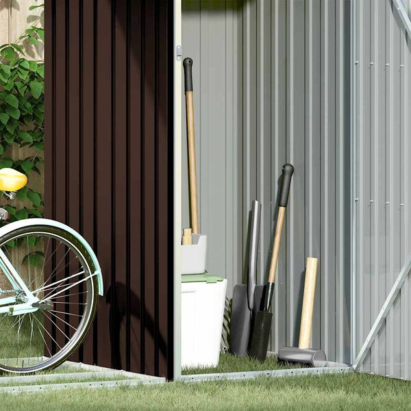 vidaXL Vedskjul brun 245x98x159 cm galvaniserat st&aring;l