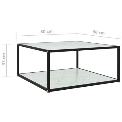 vidaXL Soffbord vit 80x80x35 cm härdat glas