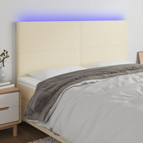 vidaXL S&auml;nggavel LED gr&auml;ddvit 200x5x118/128 cm konstl&auml;der