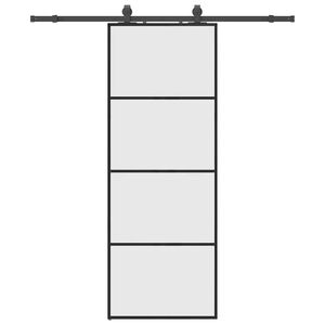 vidaXL Skjutd&ouml;rr med beslag svart 76x205 cm ESG-glas