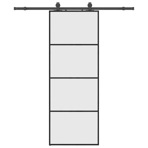 vidaXL Skjutd&ouml;rr med beslag svart 76x205 cm ESG-glas