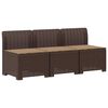 vidaXL 3-sits tr&auml;dg&aring;rdsoffa med kuddar Rattan-look PP Brun
