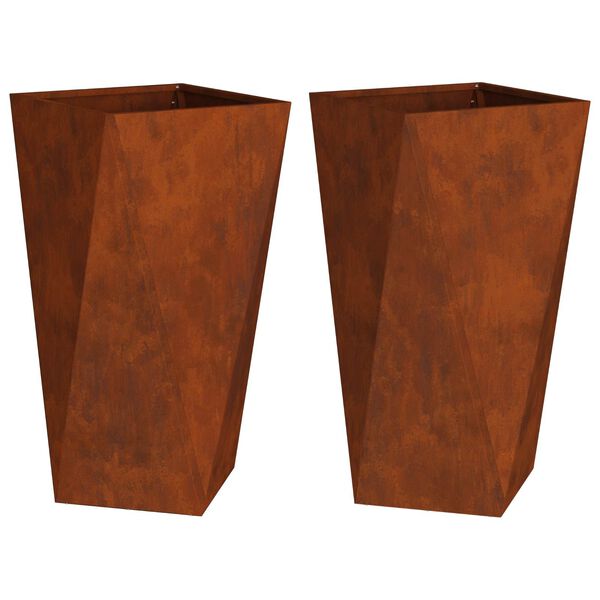 vidaXL Planteringsk&auml;rl 2 pcs Rostig 40 x 40 x 75 cm
