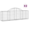 vidaXL Gabion b&aring;gformad 3 st 200x30x60/80 cm galvaniserat j&auml;rn
