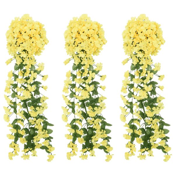 vidaXL Julkransar med blommor 3 st gul 85 cm