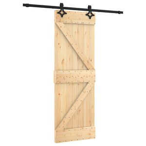 vidaXL Skjutd&ouml;rr Naturlig och svart 70 x 210 cm Massiv furutr&auml;d&ouml;rr