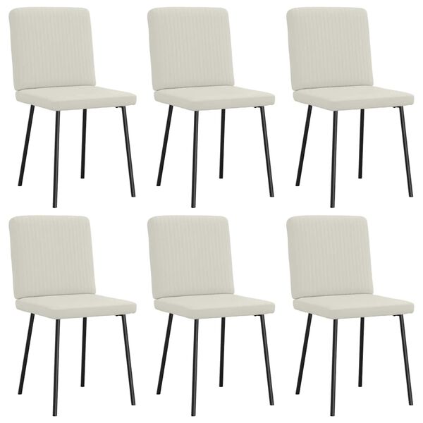 vidaXL Matstolar 6 st gräddvit sammet