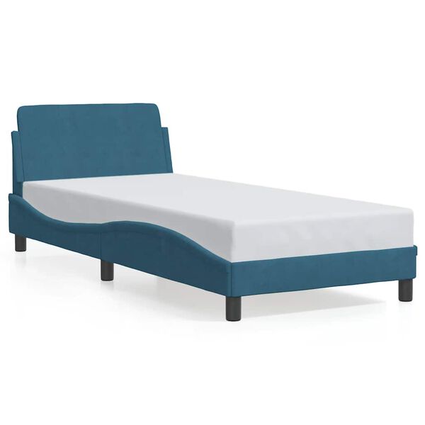 vidaXL Bed Frame with Headboard "Dover" Blue 90x200 cm Velvet