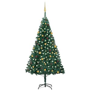 vidaXL Belyst plastgran med kulor gr&ouml;n 240 cm