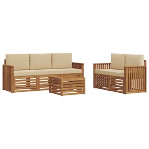 vidaXL Soffgrupper 6 pcs Naturlig och Beige Massivt Akaciatr&auml;