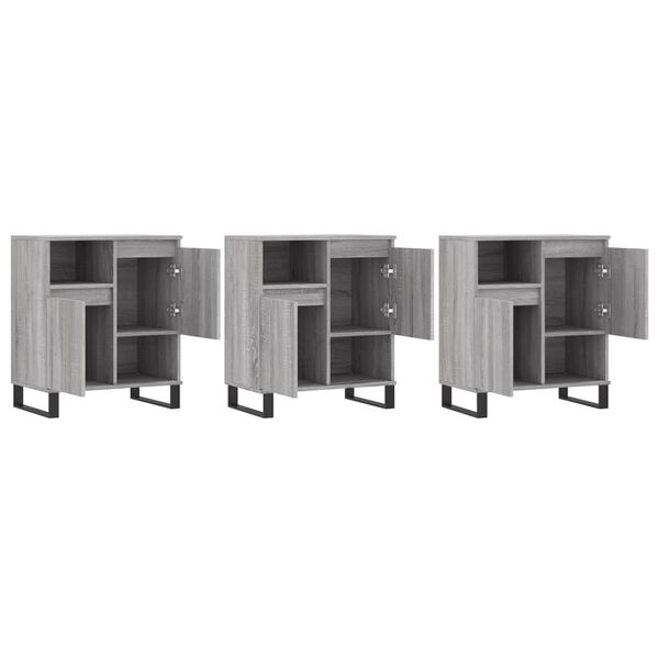 vidaXL Skänkar 3 st grå sonoma konstruerat trä