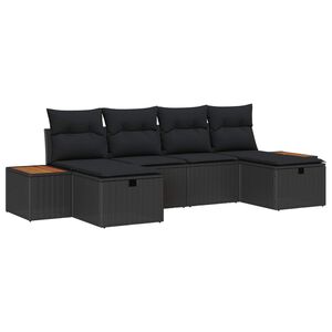 vidaXL Tr&auml;dg&aring;rdsoffset 6 pcs Svart 55 x 62 x 69 cm Poly rattan