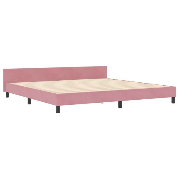 vidaXL B&auml;ddfj&auml;der med huvudgavel Rosa 200 x 200 cm Sammet