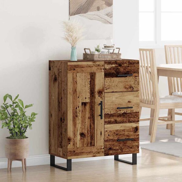 vidaXL Sideboard med l&aring;da Gammalt tr&auml; 69,5 x 34 x 90 cm