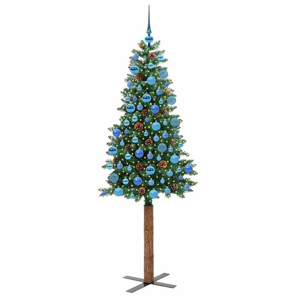 vidaXL Smal julgran med 300 LED-lampor Grön 180 cm PVC och solid furu