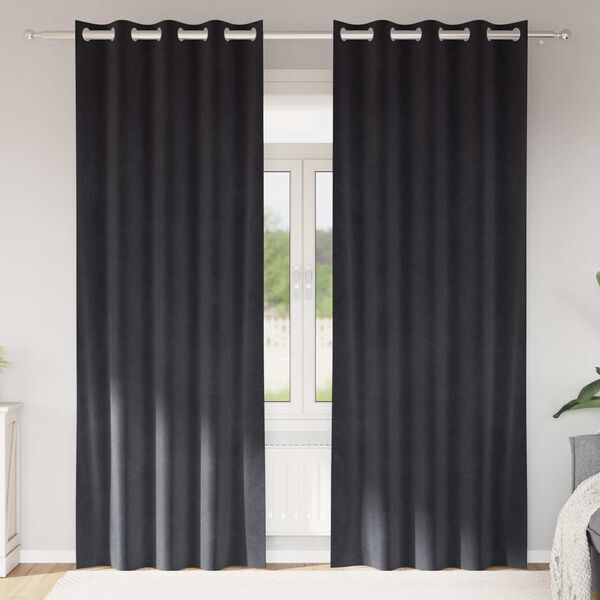 vidaXL M&ouml;rkl&auml;ggningsgardiner 2 pcs M&ouml;rkgr&aring; 140 x 245 cm Sammet