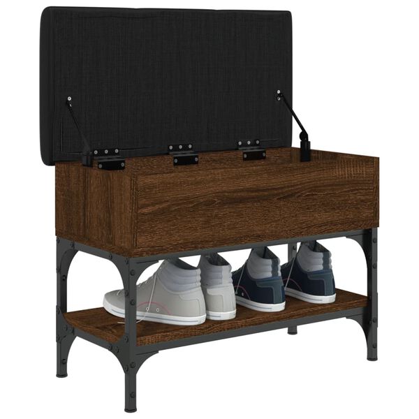 vidaXL Skob&auml;nk brun ek 62x32x45 cm konstruerat tr&auml;