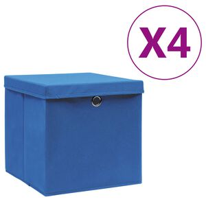 vidaXL F&ouml;rvaringsl&aring;dor med lock 4 st 28x28x28 cm bl&aring;