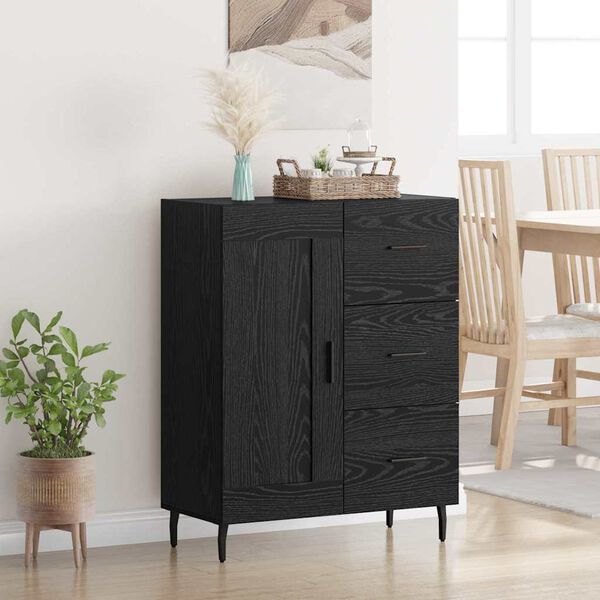 vidaXL Sideboard Svart Ek 69,5 x 34 x 90 cm Konstruerat tr&auml; och j&auml;rn