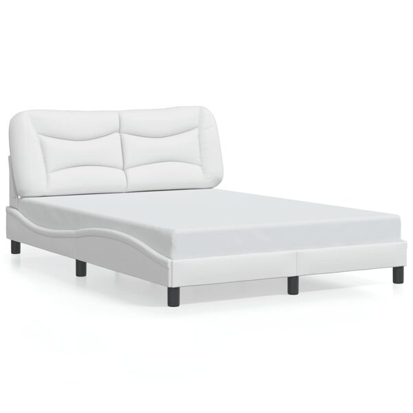 vidaXL Bed Frame with LED without Mattress "Hvar" White 140x200 cm