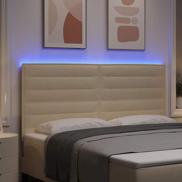 vidaXL LED huvuddyna med LED -remsljus Kr&auml;m 180 cm Polyester