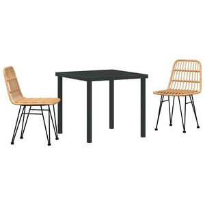 vidaXL Tr&auml;dg&aring;rdsm&ouml;belset 7 pcs Brun Pulverlackerat st&aring;l