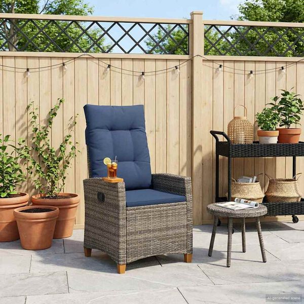 vidaXL F&auml;llstol med tehylla med kudde 62 x 64 x 112 cm konstrotting