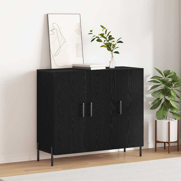 vidaXL Sideboard Svart Ek 90 x 34 x 80 cm Konstruerat tr&auml;