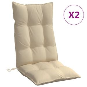 vidaXL Stolsdynor f&ouml;r stolar med h&ouml;g rygg 2 st beige oxfordtyg
