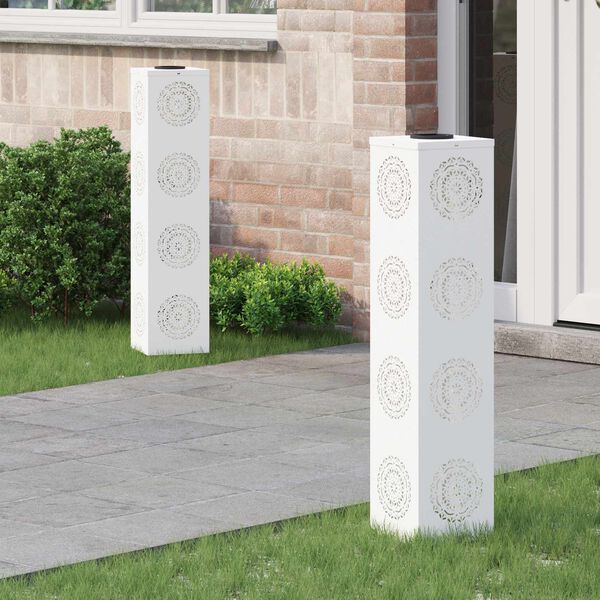 vidaXL Solar LED Stig Ljus 2 pcs Vit Kallvalsat st&aring;l