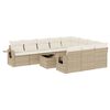 vidaXL Loungegrupp f&ouml;r tr&auml;dg&aring;rden m. dynor 11 delar beige konstrotting