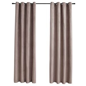 vidaXL M&ouml;rkl&auml;ggningsgardiner med metallringar 2 st taupe 140x225 cm