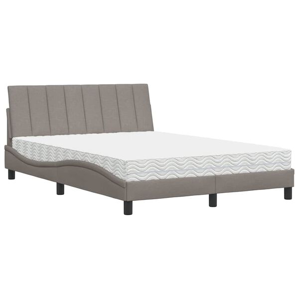 vidaXL Bed with Mattress "Hanko" Taupe 140x200 cm Fabric