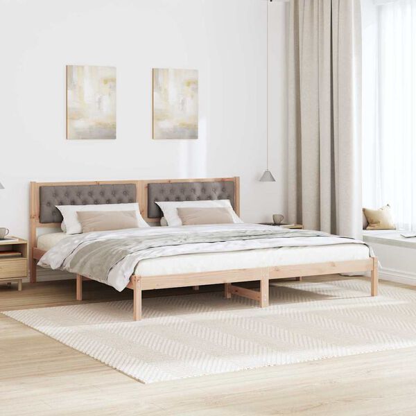 vidaXL S&auml;ngram med huvudgavel Taupe 200 x 200 cm Massiv furu