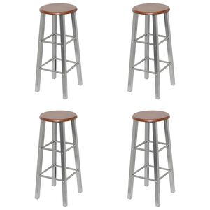 vidaXL Barstolar 4 st silver och brun MDF