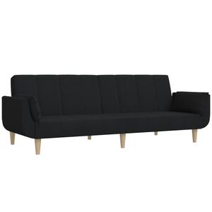 vidaXL B&auml;ddsoffa 2-sits med tv&aring; kuddar svart tyg