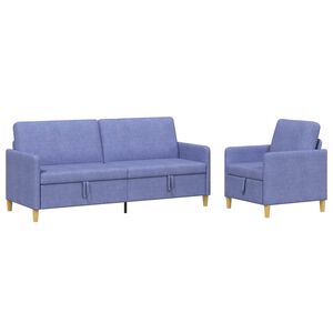 vidaXL Soffgrupp med f&ouml;rvaring 2 st Jeansbl&aring; Polyester