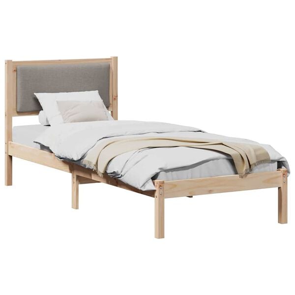 vidaXL S&auml;ngram med huvudgavel Taupe 80 x 190 cm Massiv furu