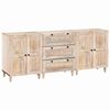 vidaXL Sideboard 3 st 180 x 33,5 x 75 cm massivt mangotr&auml; Vit