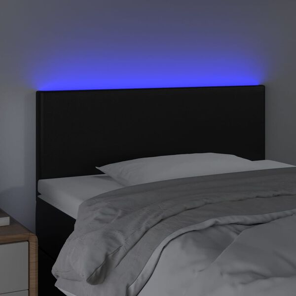 vidaXL Sänggavel LED svart 90x5x78/88 cm konstläder