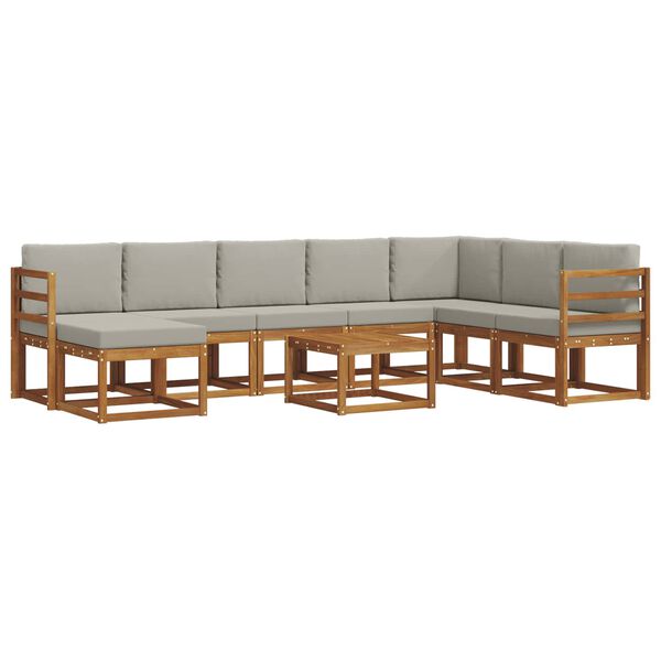 vidaXL Utomhussoffset med kudde 9 pcs Naturlig och Ljus Gr&aring;