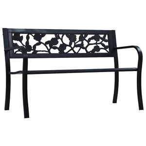 vidaXL Tr&auml;dg&aring;rdsb&auml;nk 125 cm svart st&aring;l
