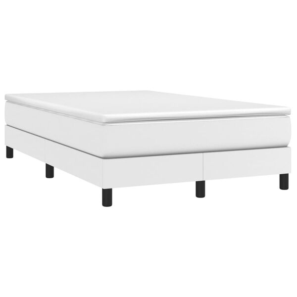 vidaXL Boxspring-s&auml;ngram vit 120x200 cm konstl&auml;der