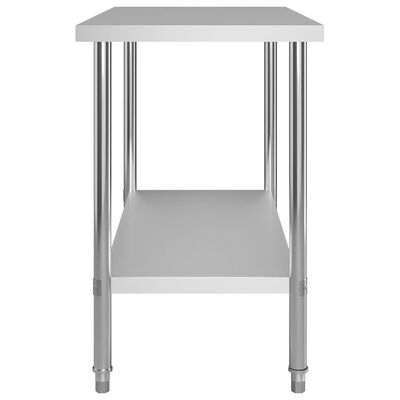 vidaXL Arbetsbord med överhylla 120x60x120 cm rostfritt stål