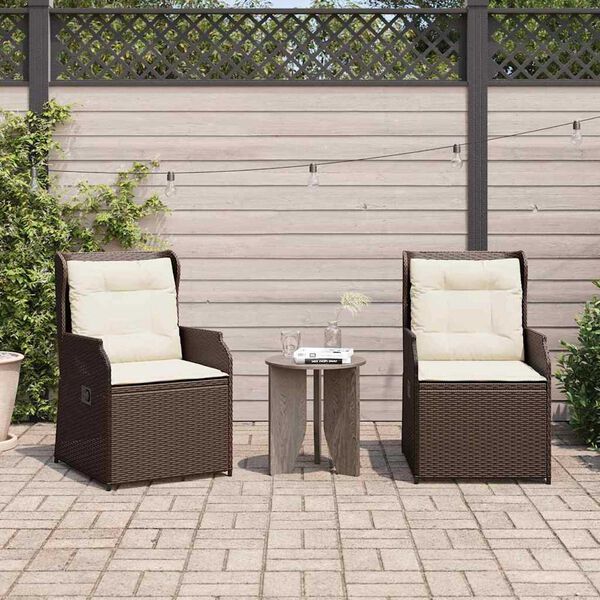 vidaXL Trädgårdsbänk med kudde 2 pcs Brun Poly rattan