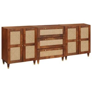 vidaXL Sk&auml;nksats 3 st 180 x 33 x 75 cm Massivt mangotr&auml; Brun