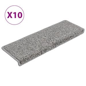 vidaXL Trappmattor 10 st 65x21x4 cm gr&aring; rektangul&auml;r kant