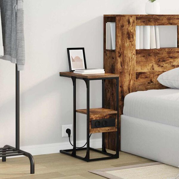 vidaXL Nattduksbord R&ouml;kf&auml;rgad ek 41.5 x 26 x 60.5 cm Konstruerat tr&auml;